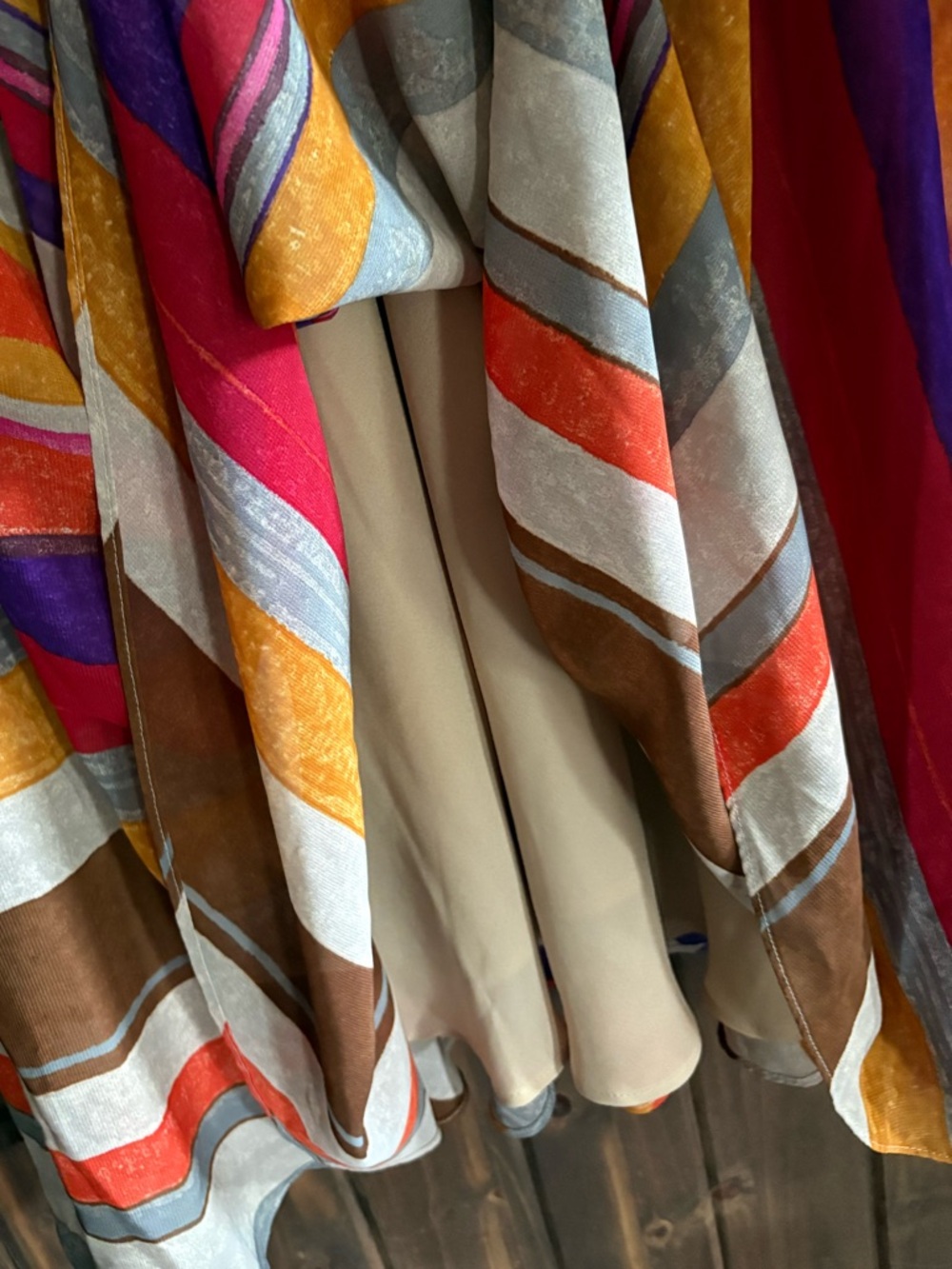 Lauren Ralph Lauren Multicolor Diagonal Stripe A-Line Chiffon Skirt - Picture 7 of 11